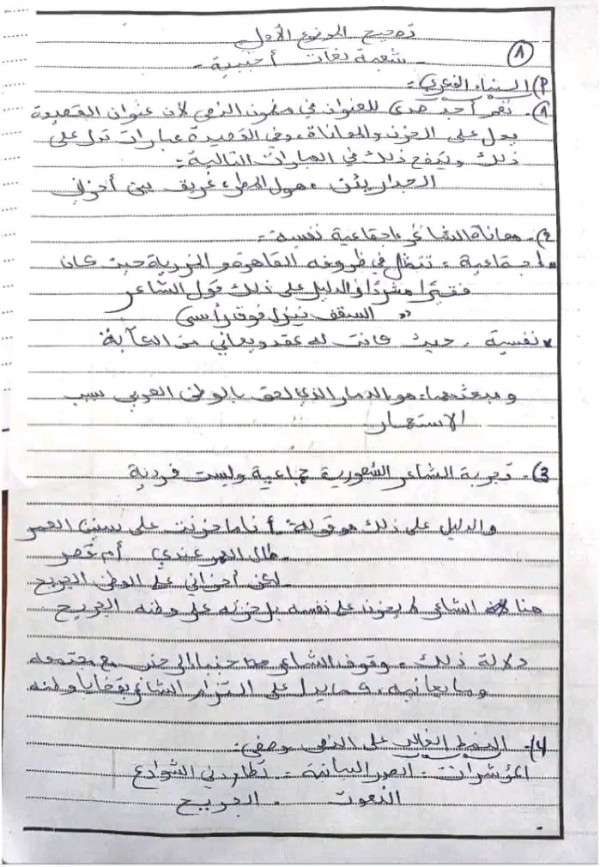 نموذج تصحيح موضوع الشعر اللغة العربية باكالوريا 2024 امتحان شعبة لغات باك 2024