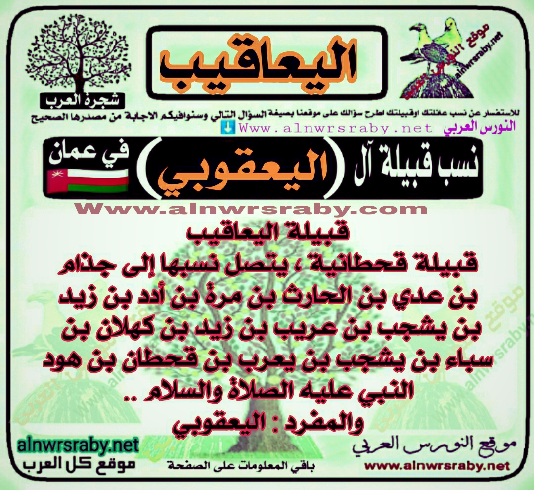 اصل ونسب قبيلة اليعقوبي في سلطنة عمان شجرة عائلة اليعقوبي نسب قبيلة اليعقوبي عائلة.اليعقوبي ويش يرجعون باصلهم