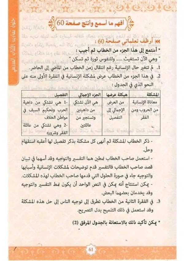 حل اوظف تعلماتي ص 60 لغة عربية سنة رابعة 4 متوسط